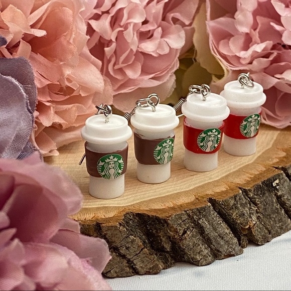 Starbucks Coffee Cup Dangle Earrings - Picture 2 of 12